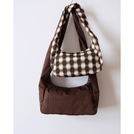 BAGGU Small Nylon Meringue Bag - Blurred Gingham Brown