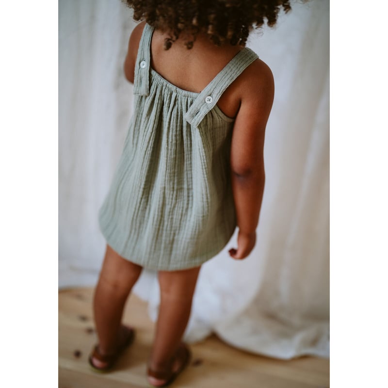 little cotton clothes リネンロンパース　2-3y