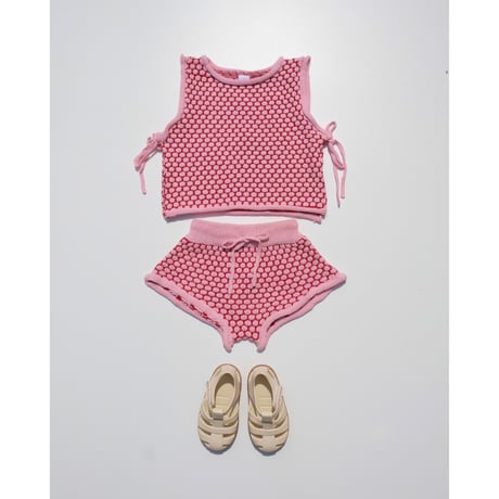 70%OFF Banks Basics INKA TIE VEST+BAMBA KNIT SHORT PINK + RED(S,M,L,XL)