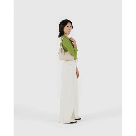 BAGGU Mini Recycled Leather Shoulder Bag Stone