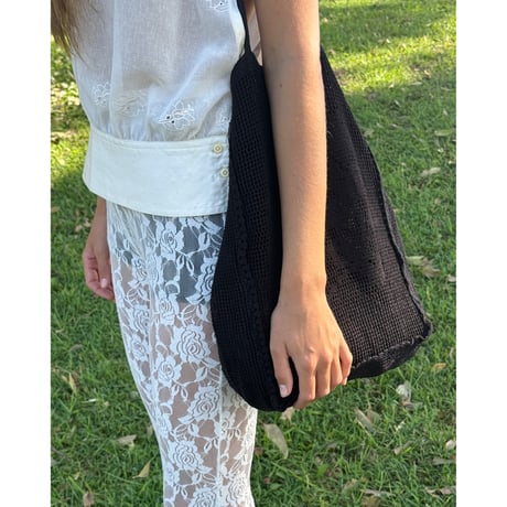 Nananita ROSE CROCHET BAG - BLACK