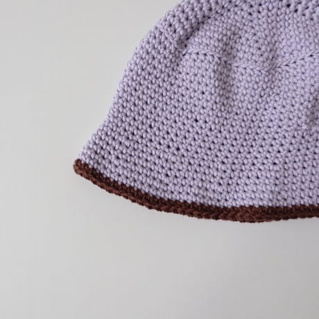 30%OFF THE CREEM trim cotton knit hat lavender×chocolate brown(Kids S,Kids M)