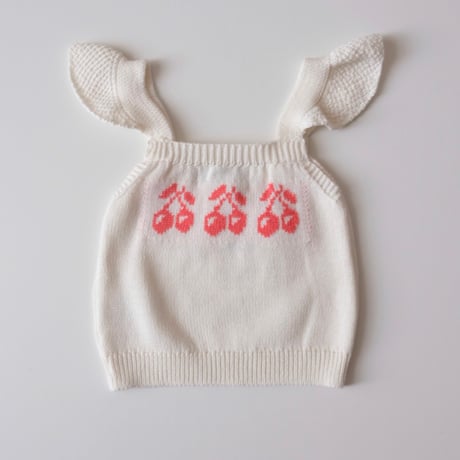 70%OFF Tocoto Vintage CHERRIES JACQUARD KNIT TOP OFF WHITE(9M,18M,2Y)
