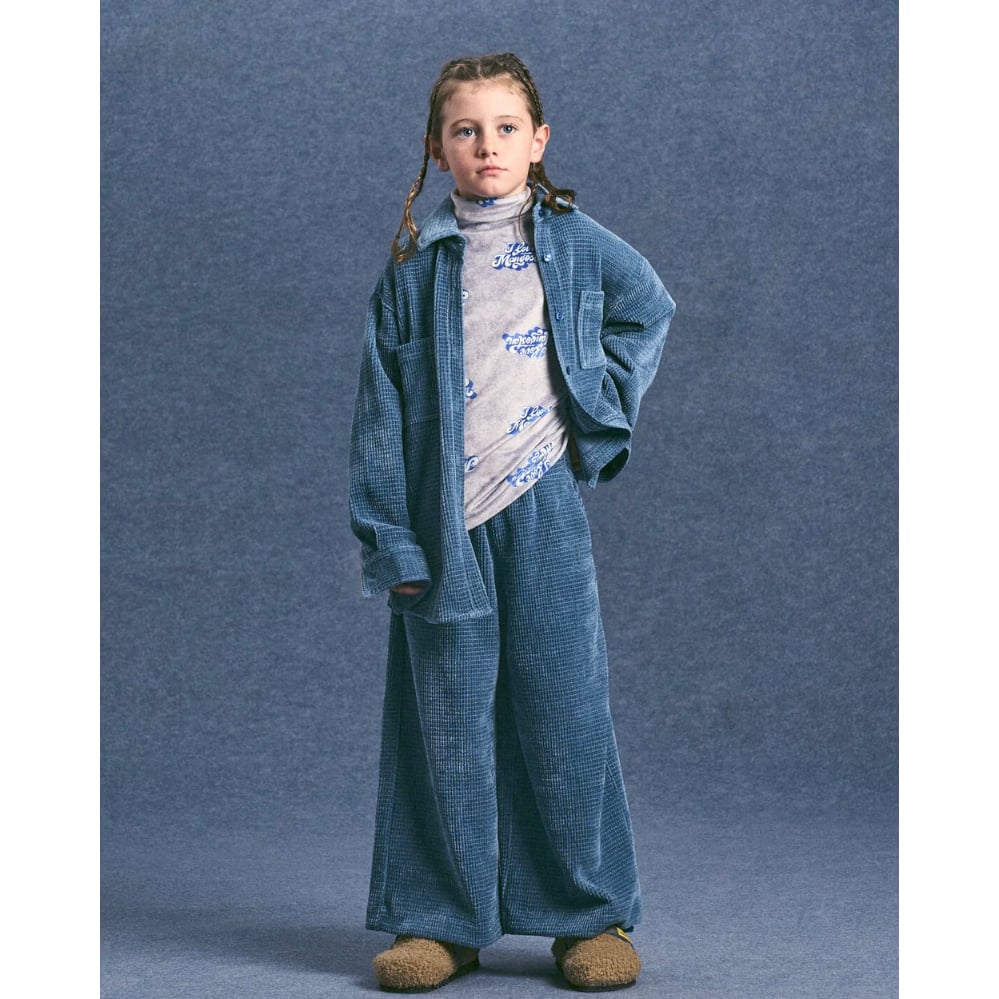 MAISON MANGOSTAN CHENILLE SHIRT BLUE(6Y,8Y,10Y)