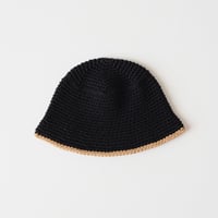 30%OFF THE CREEM trim cotton knit hat black×biscuit(Kids S,Kids M)