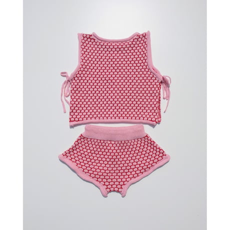 70%OFF Banks Basics INKA TIE VEST+BAMBA KNIT SHORT PINK + RED(S,M,L,XL)