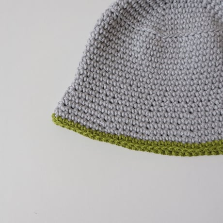 30%OFF ラスト1点 THE CREEM trim cotton knit hat ice gray×spring green(Kids S)