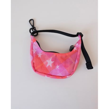 BAGGU Crescent Bag Charm Pink Star Plaid