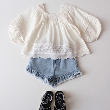 Tocoto Vintage GIRL'S BLUE DENIM SHORTS BLUE