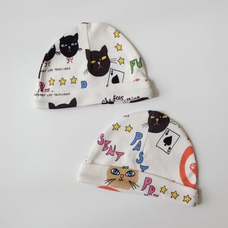 70%OFF 40 (1-2M) ラスト1点 mini rodini Clairvoyant cats aop baby beanie