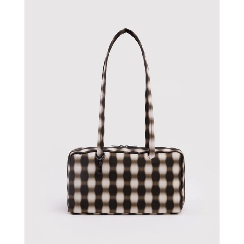 BAGGU Nylon Bowler Bag Blurred Gingham Brown |