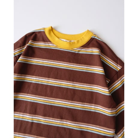 Twin Collective Brunswick Long Sleeve Ringer Tee -Brown Stripe(3y(2-3),4y,8y)