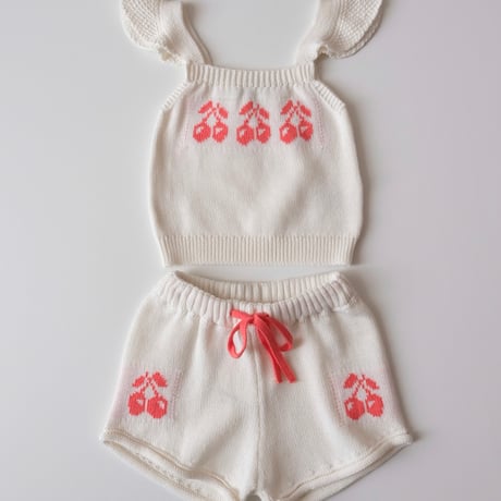 70%OFF Tocoto Vintage CHERRIES JACQUARD KNIT TOP OFF WHITE(9M,18M,2Y)