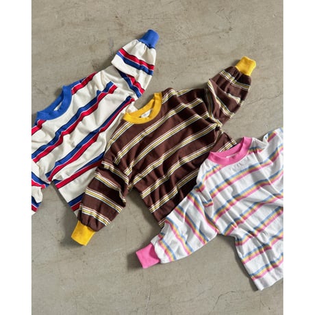 6yラスト1点 Twin Collective Brunswick Long Sleeve Ringer Tee -Pink Stripe