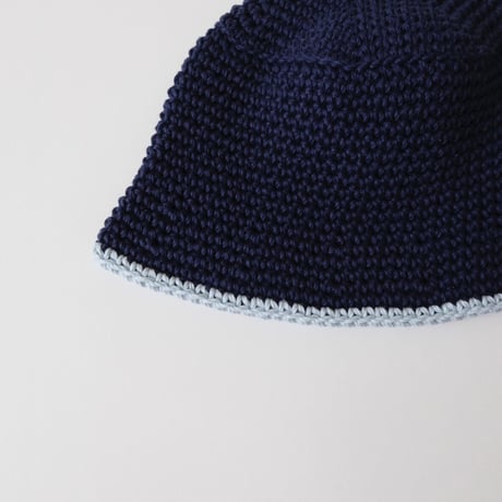 30%OFF THE CREEM trim cotton knit hat navy×baby blue(Kids S,Kids M,Adult)
