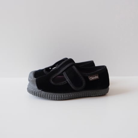 Cienta VELOUR T STRAP SHOES  black / velour 977(21(12.5cm)～34(21cm))