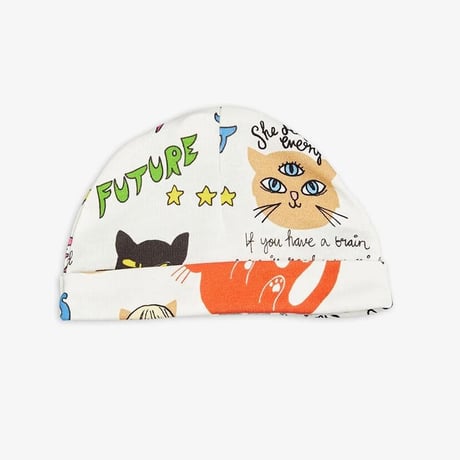 70%OFF 40 (1-2M) ラスト1点 mini rodini Clairvoyant cats aop baby beanie