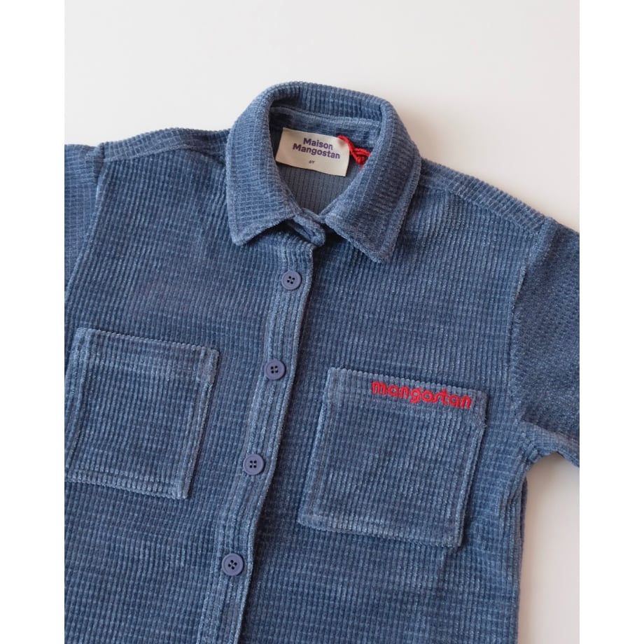 MAISON MANGOSTAN CHENILLE SHIRT BLUE(6Y,8Y,10Y)