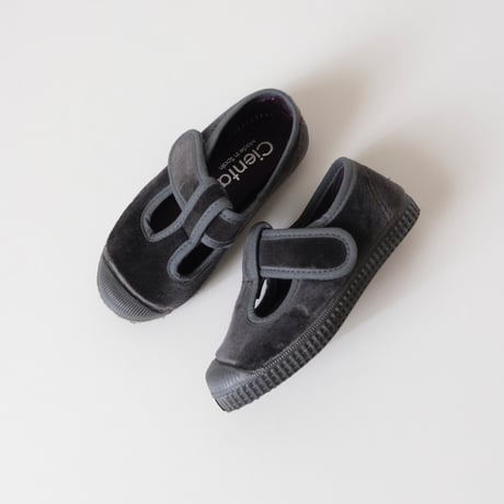 Cienta VELOUR T STRAP SHOES grey / velour 977(21(12.5cm)24(14.5cm)34(21cm))