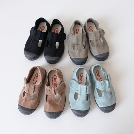 Cienta T STRAP SHOES gris/ムラ染め N77777(22(13cm)23(14cm)31(19cm))