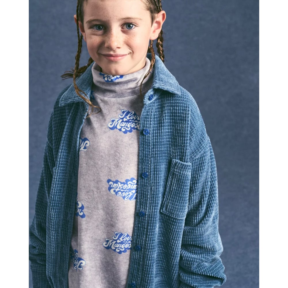 MAISON MANGOSTAN CHENILLE SHIRT BLUE(6Y,8Y,10Y)