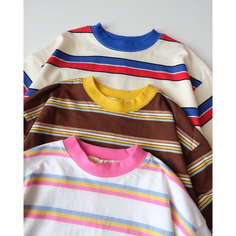 6yラスト1点 Twin Collective Brunswick Long Sleeve Ringer Tee -Pink Stripe