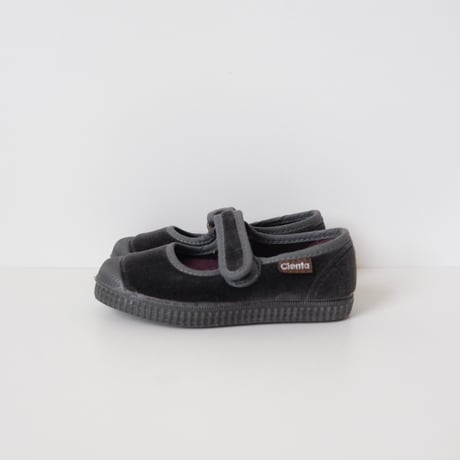 Cienta VELOUR VELCRO ONE STRAP SHOES grey / velour 956(21(12.5cm)～34(21cm))