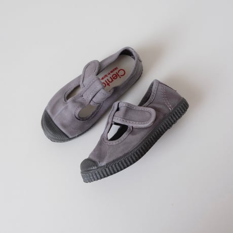 Cienta T STRAP SHOES gris/ムラ染め N77777(22(13cm)23(14cm)31(19cm))