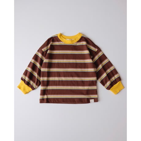Twin Collective Brunswick Long Sleeve Ringer Tee -Brown Stripe(3y(2-3),4y,8y)