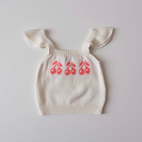 70%OFF Tocoto Vintage CHERRIES JACQUARD KNIT TOP OFF WHITE(9M,18M,2Y)