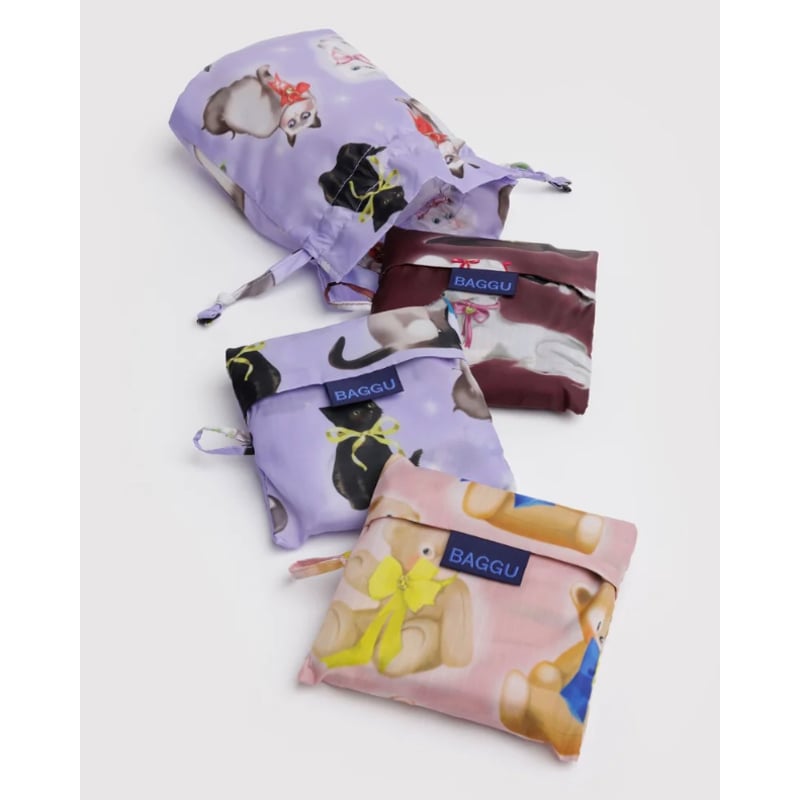 限定値下【新品送料込】BAGGU チェック3種セット+巾着ポーチ付 BAGGU Standard Baggu Set of 3 Fancy Animals | U