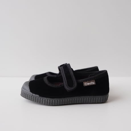 Cienta VELOUR VELCRO ONE STRAP SHOES black / velour 956(31(19cm)～34(21cm))