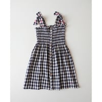 70%OFF Tocoto Vintage LONG VICHY CHECK DRESS WITH STRAPS NAVY(2Y,3Y)