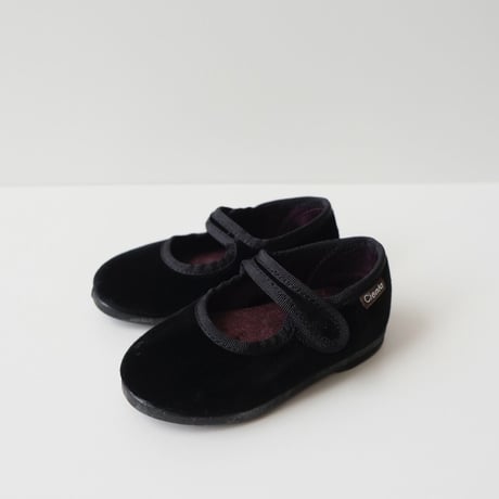 Cienta VELOUR VELCRO ONE STRAP BALLET SHOES black / velour 500(33(20.5cm))