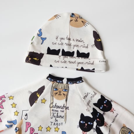 70%OFF 40 (1-2M) ラスト1点 mini rodini Clairvoyant cats aop baby beanie