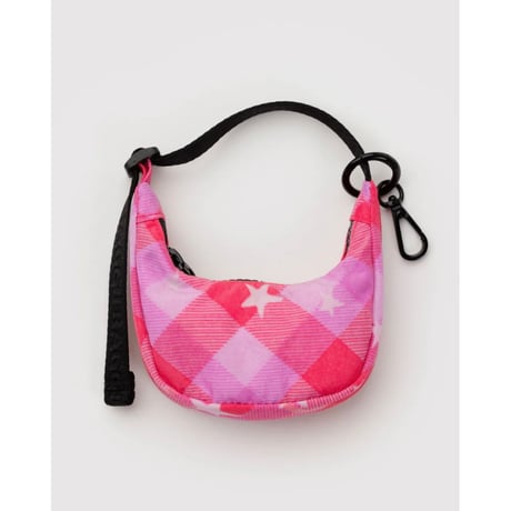 BAGGU Crescent Bag Charm Pink Star Plaid