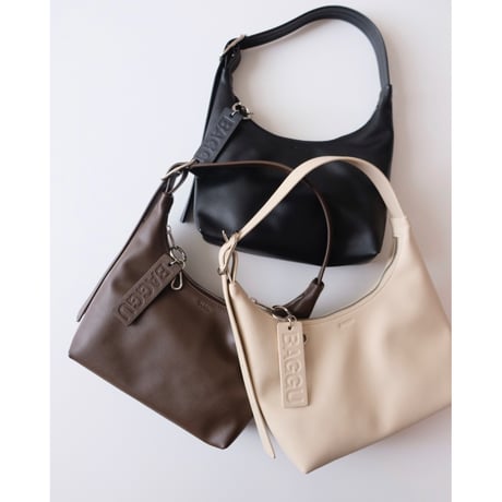 BAGGU Mini Recycled Leather Shoulder Bag Stone