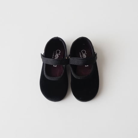 25(15cm)ラスト1点 Cienta VELOUR VELCRO ONE STRAP SHOES black / velour 400