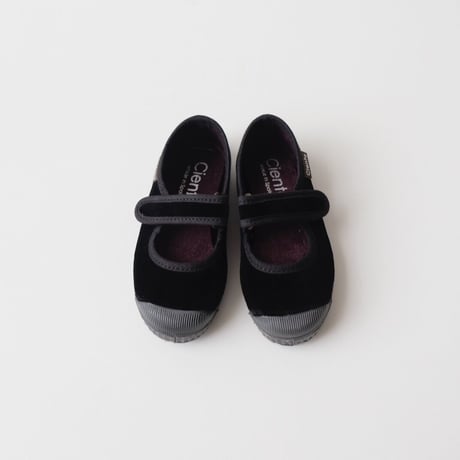 Cienta VELOUR VELCRO ONE STRAP SHOES black / velour 956(31(19cm)～34(21cm))