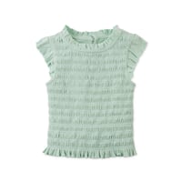 BABY GIRLS MAYA SMOCKED RIBBED TOP