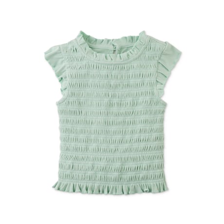 BABY GIRLS MAYA SMOCKED RIBBED TOP