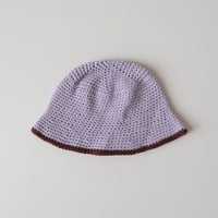 THE CREEM trim cotton knit hat lavender×chocolate brown(Kids S,Kids M)
