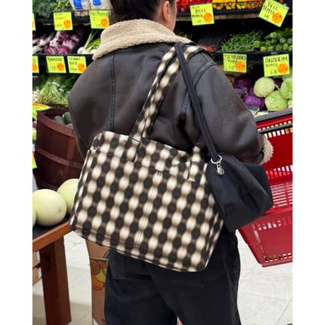BAGGU Everyday Cloud Bag Blurred Gingham Brown
