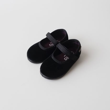 25(15cm)ラスト1点 Cienta VELOUR VELCRO ONE STRAP SHOES black / velour 400