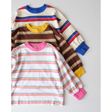 6yラスト1点 Twin Collective Brunswick Long Sleeve Ringer Tee -Pink Stripe