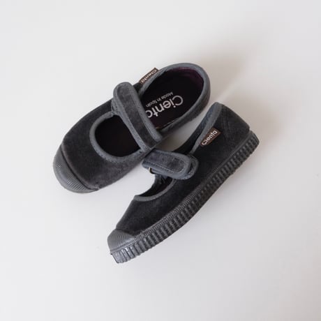 Cienta VELOUR VELCRO ONE STRAP SHOES grey / velour 956(21(12.5cm)～34(21cm))