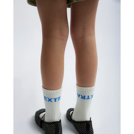 50%OFF Kids S(1-3Y)ラスト1点 EXTRA-EXTRA Logo Socks Cream