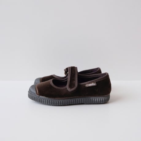 Cienta VELOUR VELCRO ONE STRAP SHOES brown / velour 956(21(12.5cm)～34(21cm))