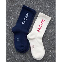 50%OFF Façade RIBBED COTTON TUBE SOCKS - 2PACK Navy/Off-white(20-25.30-35.35-39)