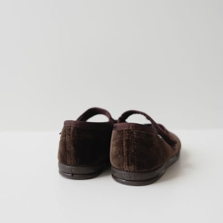 9月末再入荷予定Cienta VELOUR VELCRO ONE STRAP BALLET SHOES brown / velour 500(23(14cm)～34(21cm))
